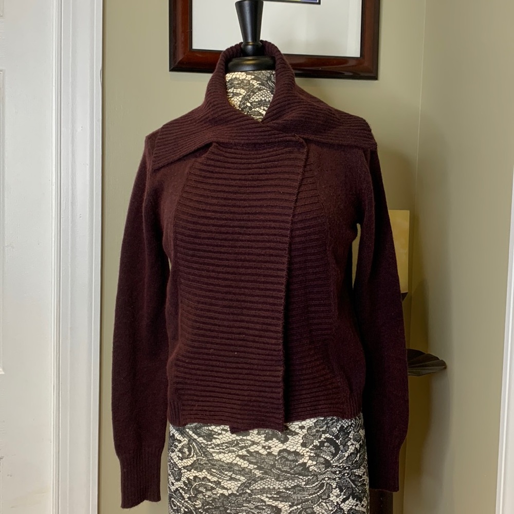 EUC ID by Marquis Angora Blend Crop Big Collar Maroon Sweater, L